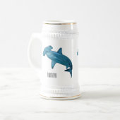 Hammerhead-Hai-Cartoon Bierglas (Vorderseite Links)