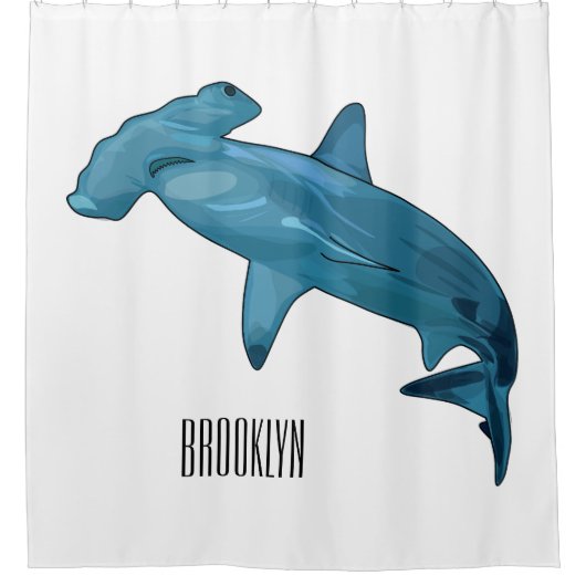 Hammerhead-Hai-Cartoon Duschvorhang (Vorderseite)