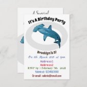 Hammerhead-Hai-Cartoon Einladung (Vorne/Hinten)