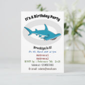 Hammerhead-Hai-Cartoon Einladung (Stehend Vorderseite)