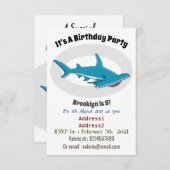 Hammerhead-Hai-Cartoon Einladung (Vorne/Hinten)