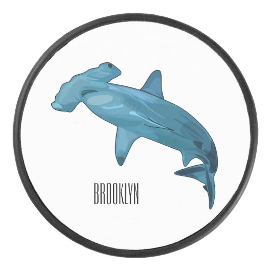 Hammerhead-Hai-Cartoon Eishockey Puck (Vorderseite)
