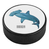 Hammerhead-Hai-Cartoon Eishockey Puck (3/4)