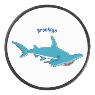 Hammerhead-Hai-Cartoon Eishockey Puck