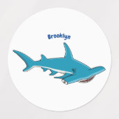 Hammerhead-Hai-Cartoon Etiketten (Design 2)