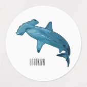 Hammerhead-Hai-Cartoon Etiketten (Design 2)