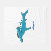Hammerhead-Hai-Cartoon Fleecedecke (Vorderseite (Horizontal))