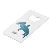 Hammerhead-Hai-Cartoon Geldbeutel Flaschenöffner (Rückseite Schrägansicht)