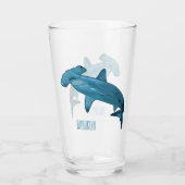 Hammerhead-Hai-Cartoon Glas (Rückseite)