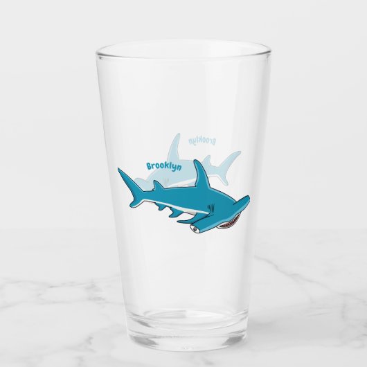 Hammerhead-Hai-Cartoon Glas (Vorderseite)