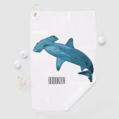 Hammerhead-Hai-Cartoon Golfhandtuch (Insitu)