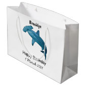 Hammerhead-Hai-Cartoon Große Geschenktüte (Rückseite Schrägansicht)