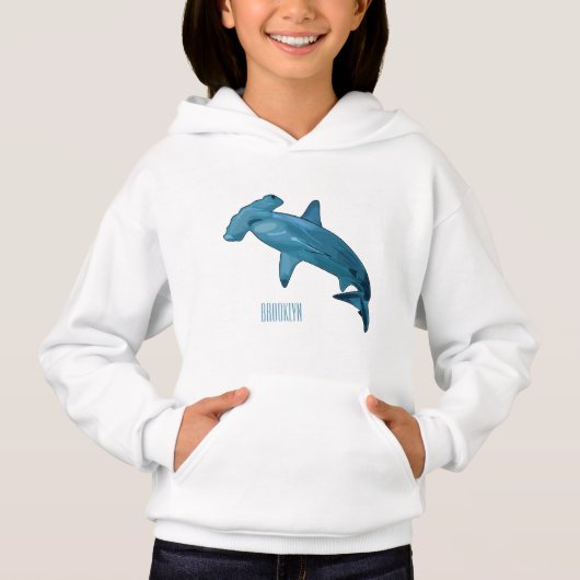 Hammerhead-Hai-Cartoon Hoodie (Vorderseite)