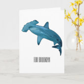 Hammerhead-Hai-Cartoon Karte (Gelbe Blume)