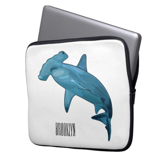 Hammerhead-Hai-Cartoon Laptopschutzhülle (Vorderseite Links)
