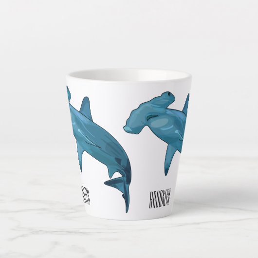 Hammerhead-Hai-Cartoon Milchtasse (Vorderseite)