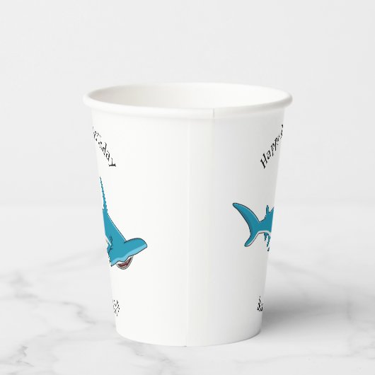 Hammerhead-Hai-Cartoon Pappbecher (Rechts)