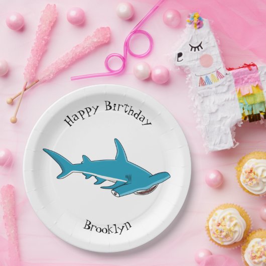 Hammerhead-Hai-Cartoon Pappteller (Party)