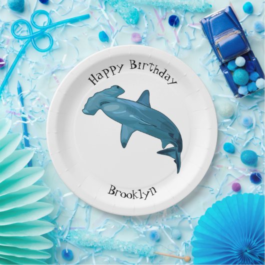 Hammerhead-Hai-Cartoon Pappteller (Party)