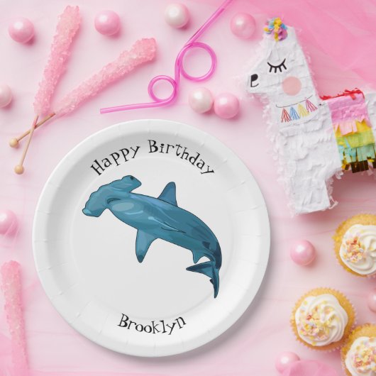 Hammerhead-Hai-Cartoon Pappteller (Party)