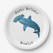 Hammerhead-Hai-Cartoon Pappteller (Vorderseite)