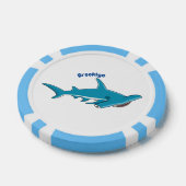 Hammerhead-Hai-Cartoon Pokerchips (Einzeln)