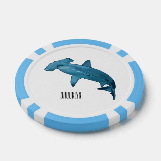 Hammerhead-Hai-Cartoon Pokerchips (Einzeln)