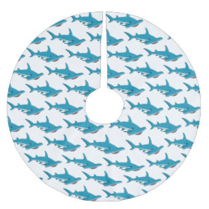 Hammerhead-Hai-Cartoon Polyester Weihnachtsbaumdecke