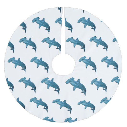 Hammerhead-Hai-Cartoon Polyester Weihnachtsbaumdecke (Vorderseite)
