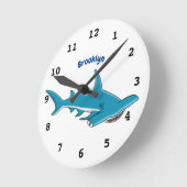 Hammerhead-Hai-Cartoon Runde Wanduhr (Winkel)