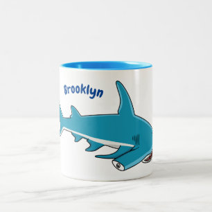 Hammerhead-Hai-Cartoon Zweifarbige Tasse