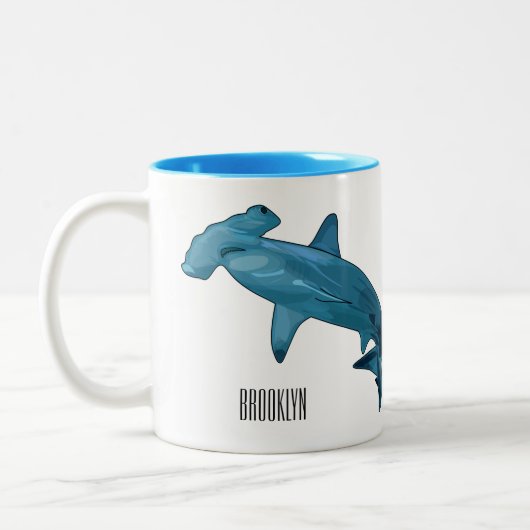 Hammerhead-Hai-Cartoon Zweifarbige Tasse (Links)