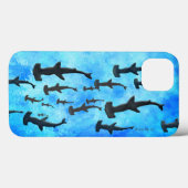 Hammerhead-Haifischschule in der Silhouette Case-Mate iPhone Hülle (Rückseite (Horizontal))