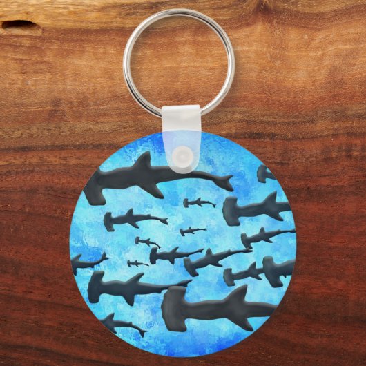 Hammerhead-Haifischschule in der Silhouette Schlüsselanhänger (Vorderseite)