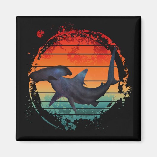 HAMMERHEAD SHARD VINTAG SUNSET MAGNET (Vorne)