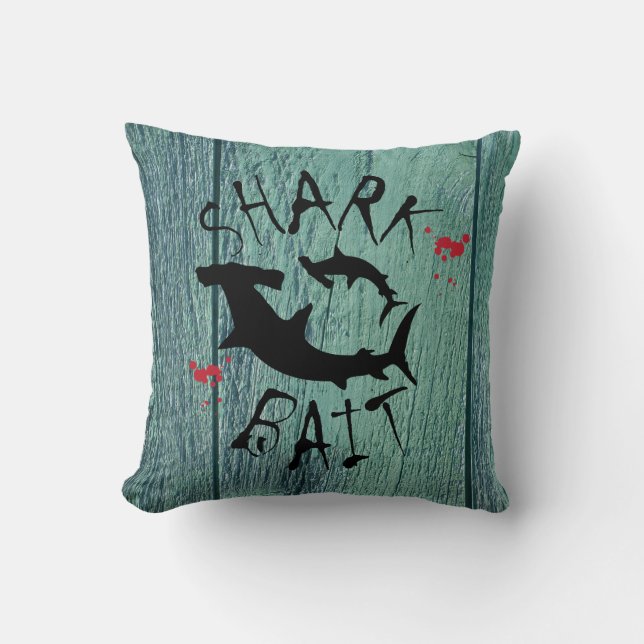 Hammerhead Shark Attack Fun Surf Shack Blau Kissen (Vorderseite)