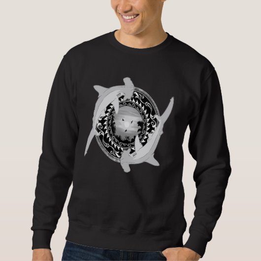 Hammerhead Shark Dive Hawaiian Style Sweatshirt (Vorderseite)
