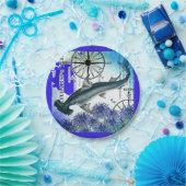 Hammerhead Shark Nautical Collage Underwater Blue Pappteller (Party)