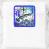 Hammerhead Shark Nautical Collage Underwater Blue Quadratischer Aufkleber (Tasche)