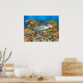 Hammerhead Shark Over Coral Reef Poster (Küche)