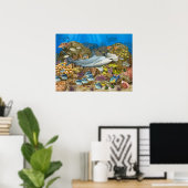 Hammerhead Shark Over Coral Reef Poster (Heimbüro)