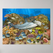 Hammerhead Shark Over Coral Reef Poster (Vorne)