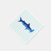 Hammerhead Shark Painting Blue Strip Serviette (Ecke)