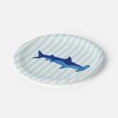 Hammerhead Shark Painting Blue Stripe Papierplatte Pappteller (Schrägansicht)