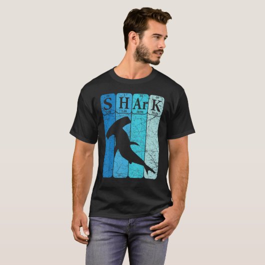 Hammerhead Shark Periodic Table Elements Retro Sha T-Shirt (Vorne ganz)