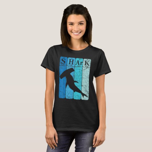 Hammerhead Shark Periodic Table Elements Retro Sha T-Shirt (Vorne ganz)
