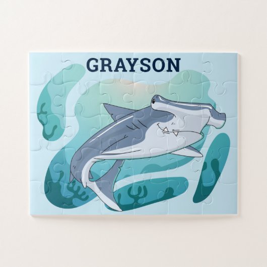 Hammerhead Shark Personalisiert Kids Jigsaw Puzzle (Horizontal)