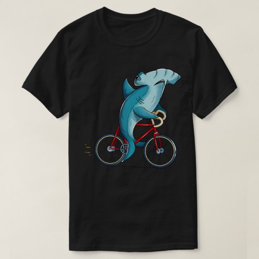 Hammerhead Shark Riding Bicycle Niedlich Biker Ges T-Shirt (Design vorne)