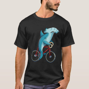 Hammerhead Shark Riding Bicycle Niedlich Biker T-Shirt