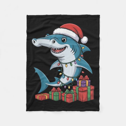 Hammerhead Shark Weihnachtsmannmütze Weihnachten Fleecedecke (Vorderseite)
